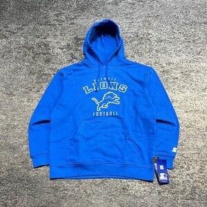 NEW Detroit Lions Starter Hoodie Sweatshirt Mens Large Blue NFL Graphic Logo